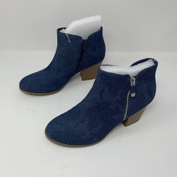 Style & Co Masrinaa Ankle Booties Women's 5.5M Blue Snake Denim Side Zip‎ S0646 - Picture 4 of 10